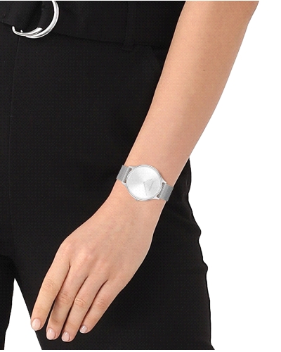 Reloj Calvin Klein Timeless Mesh 25200001 para mujer, de cuarzo, con caja redonda de 38 mm y correa de malla milanesa, todo en a