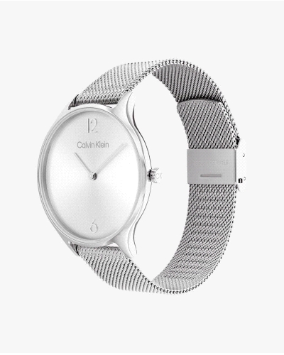Reloj Calvin Klein Timeless Mesh 25200001 para mujer, de cuarzo, con caja redonda de 38 mm y correa de malla milanesa, todo en a