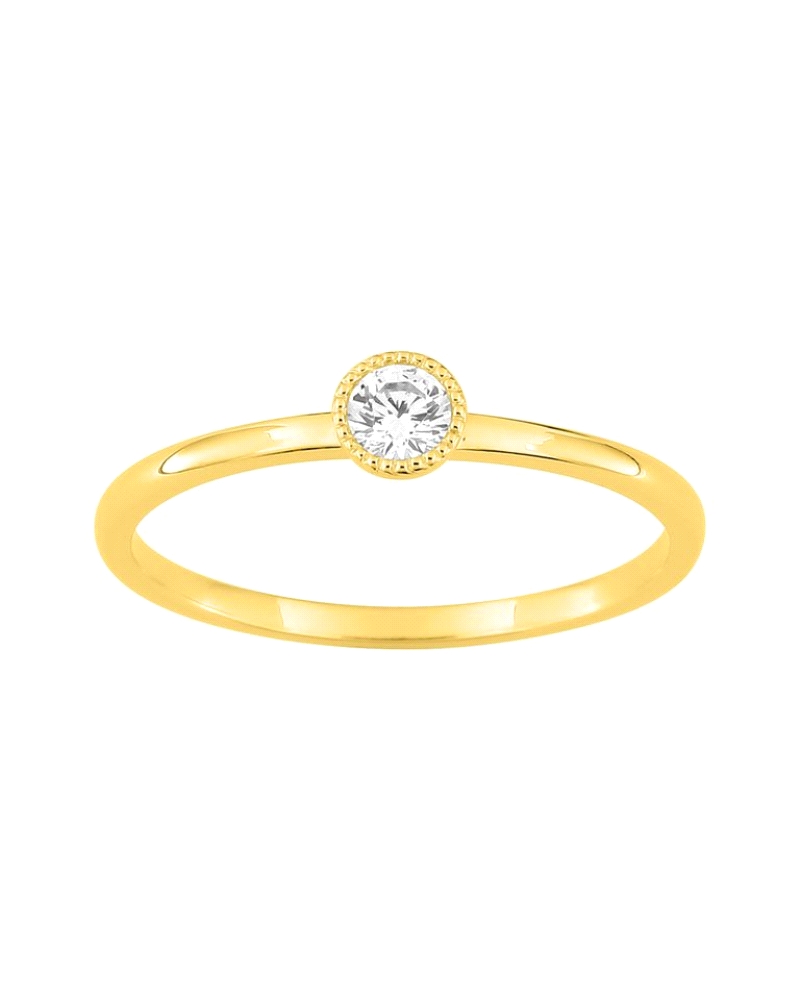 Anillo de oro amarillo de 9 quilates con una circonita blanca.<BR><BR>Si necesitas una talla distinta a la indicada en la caja d