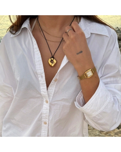 El reloj cuadrado Gracieuse Mini para mujer cuenta con una caja dorada de 21 mm, una esfera blanca y una correa de acero inoxida