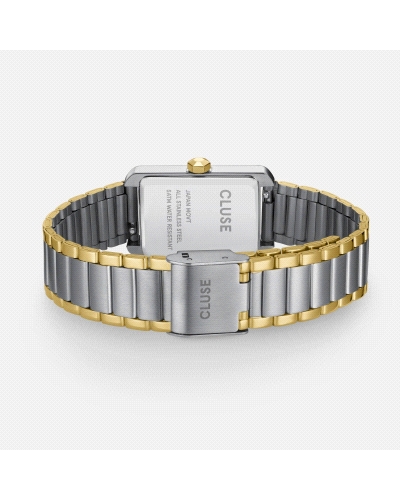 El reloj rectangular para mujer Belisenna tiene una caja bicolor plateada y dorada de 21 mm, una esfera blanca de aspecto vintag