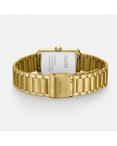 El reloj rectangular Belisenna para mujer cuenta con una caja dorada de 21 mm, una esfera verde oliva de acabado sunray y una co