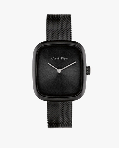 El Calvin Klein CK 25100100 Adore es un reloj de cuarzo para mujer en acero inoxidable negro con diseño minimalista, caja cuadra