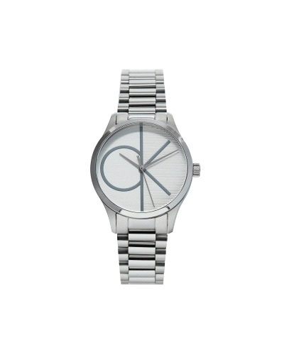 Reloj Calvin Klein Iconic 25200345, de cuarzo, mujer, con caja redonda y brazalete de eslabones, todo en acero inoxidable platea