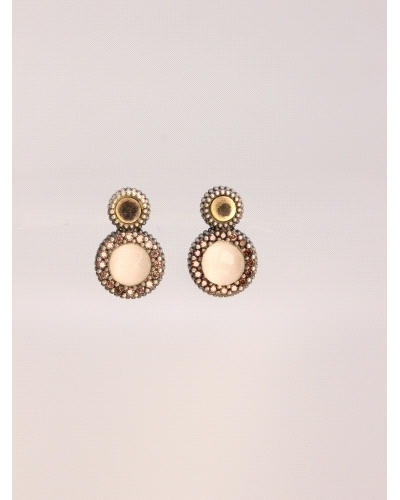 <P>Pendientes de plata de primera ley (925) con lamina de oro y cuarzo rosa.</P>
<P>Cierre de presión.</P>
<P>Medida: 13 x 8,5