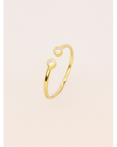 <P>Anillo de oro amarillo de 9 quilates con&nbsp;dos circonitas blancas.</P>
<P>Si necesitas una talla distinta a la indicada e