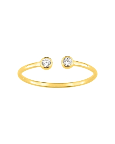Anillo de oro amarillo de 9 quilates con dos circonitas blancas.