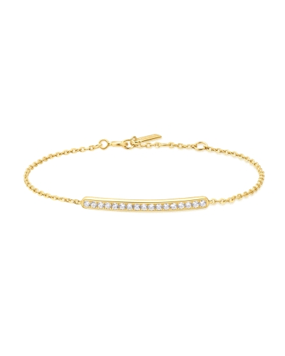 Pulsera dorada con barra empedrada de circonitas.