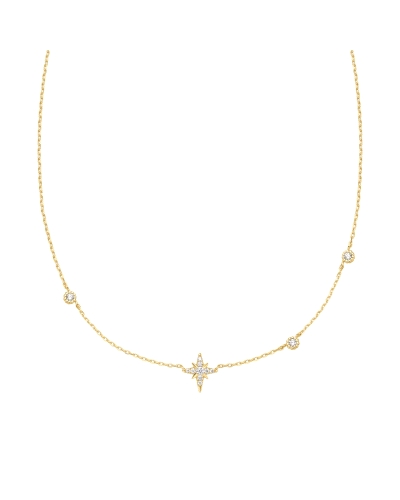 Collar de cadena con y estrella de ocho puntas dorada con circonita cúbica.