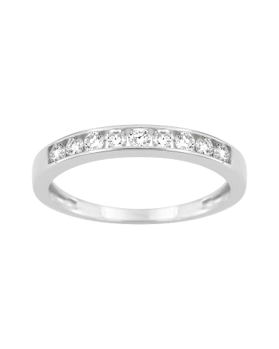 Anillo de oro blanco de 9 quilates con 9 diamantes de laboratorio.