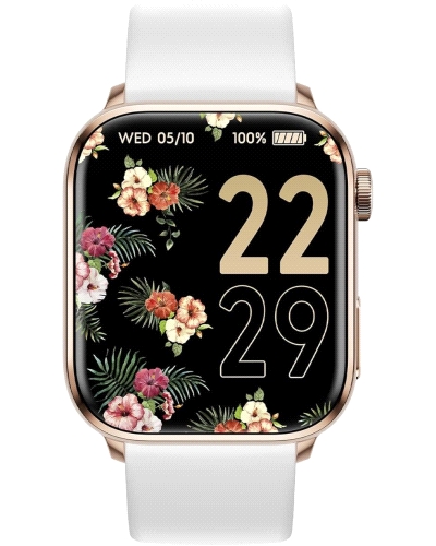 Smartwatch Ice-Watch 022537 con pantalla AMOLED de 1,96', caja de aluminio en oro rosa y correa de silicona blanca. Monitoreo av