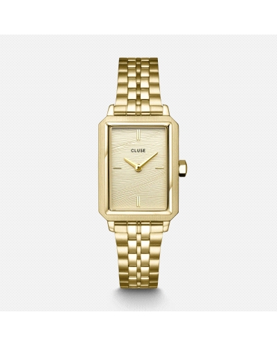 Reloj Cluse Fluette CW11511. Elegante modelo rectangular en acero inoxidable dorado con caja de 30,6 mm y esfera textura arena. 