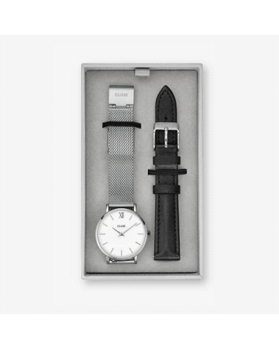 Reloj Cluse CG10118 - Boho Chic Gift Set Reloj analógico con movimiento de cuarzo, caja y correa de malla metálica en acero inox