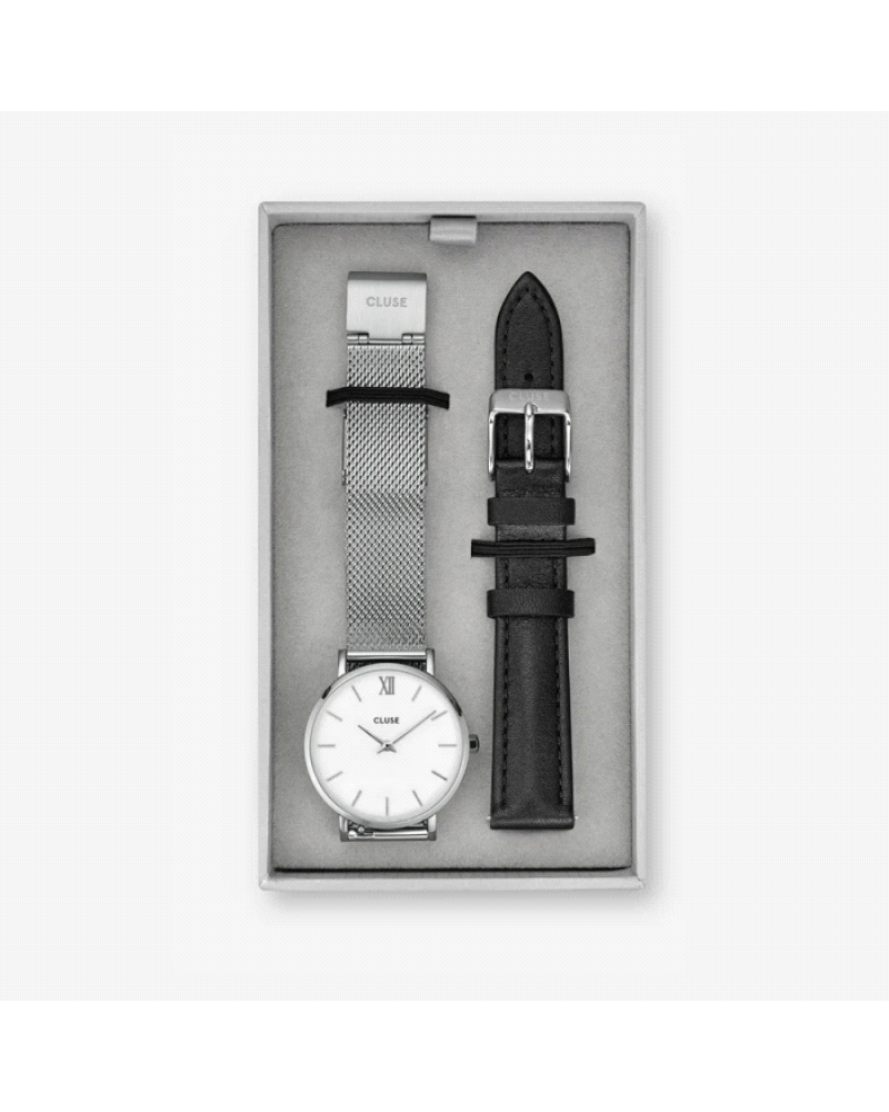 Reloj Cluse CG10118 - Boho Chic Gift Set Reloj analógico con movimiento de cuarzo, caja y correa de malla metálica en acero inox
