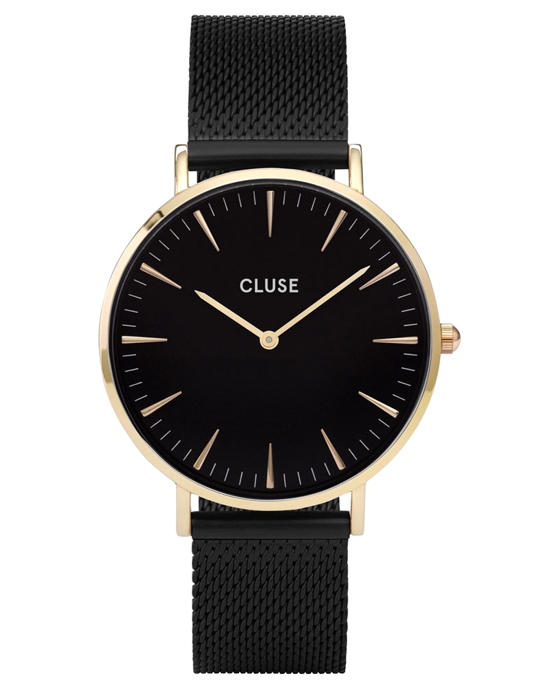 Reloj Cluse CW0101201008 Reloj analógico con movimiento de cuarzo. Caja de acero inoxidable con acabado dorado, esfera negra pro