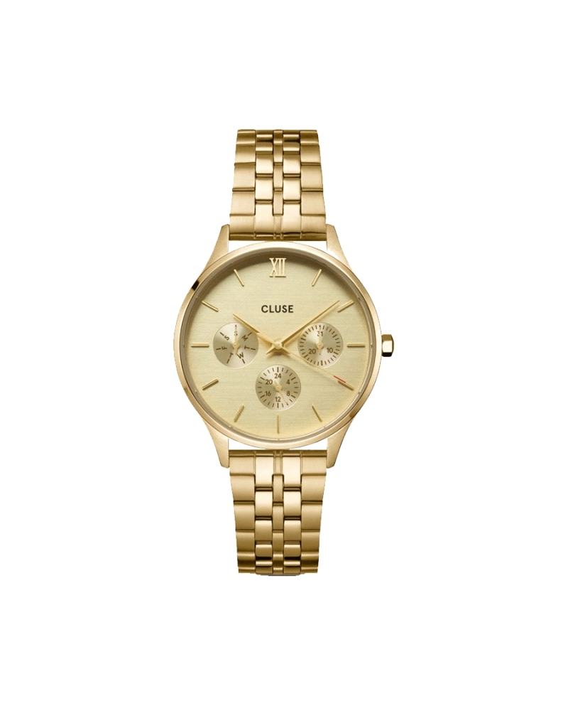 Reloj Cluse CW10701 Reloj analógico con movimiento de cuarzo , caja dorada de acero inoxidable, esfera dorada y correa de eslabo