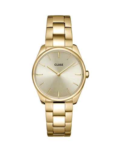 Reloj Cluse CW11212 Reloj analógico con movimiento de cuarzo, caja de acero inoxidable dorada y esfera minimalista con cristal m