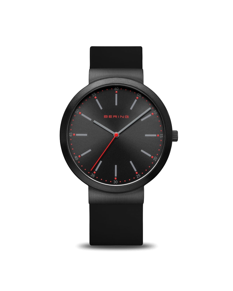 Reloj Bering Classic 10141-402 Diseño elegante con caja de acero inoxidable negro pulido de 41 mm y esfera negra mate. Movimient