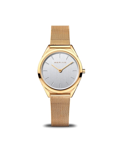 Reloj Bering Ultra Slim 107031-334 Diseño minimalista con caja de acero inoxidable de 31 mm en acabado dorado pulido. Esfera pla