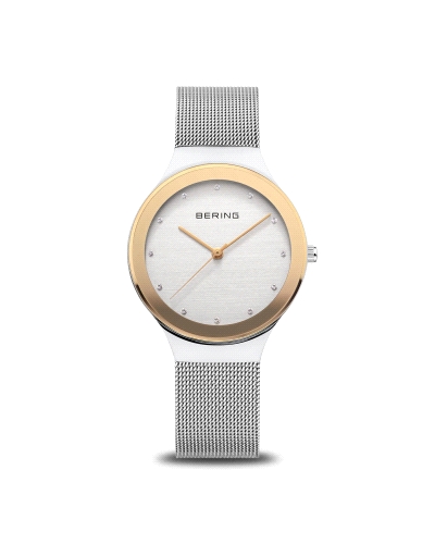 Reloj Bering 12934-010 Diseño elegante con caja de acero inoxidable de 34 mm y esfera plateada. Movimiento de cuarzo, cristal de